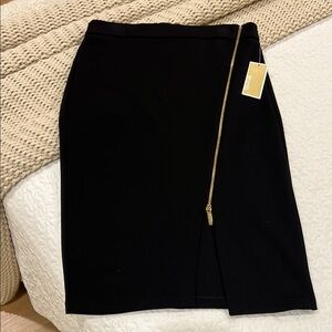 Elegant Black Skirt with Gold Zipper